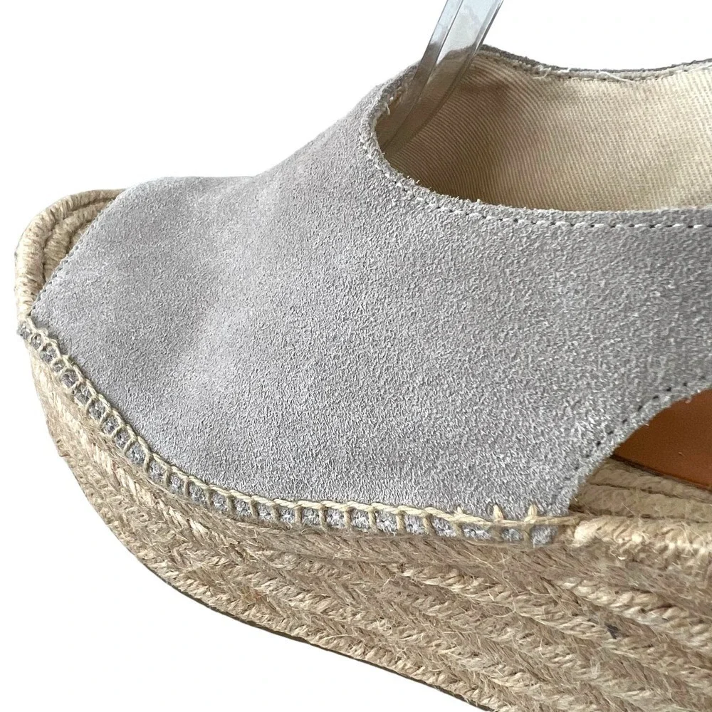 Anthropologie Espadrille Platform Sandal Slingback Boho in Stone Women’s Size 10